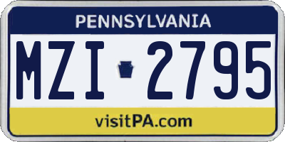 PA license plate MZI2795
