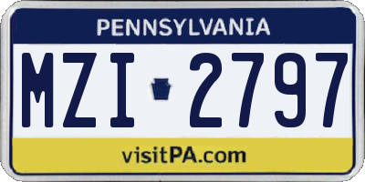 PA license plate MZI2797