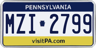 PA license plate MZI2799