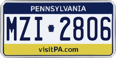 PA license plate MZI2806