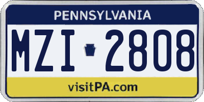 PA license plate MZI2808
