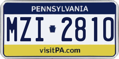 PA license plate MZI2810