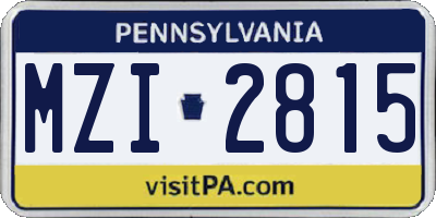 PA license plate MZI2815