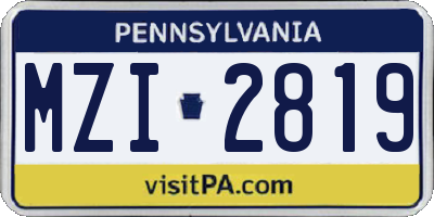PA license plate MZI2819