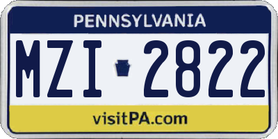 PA license plate MZI2822