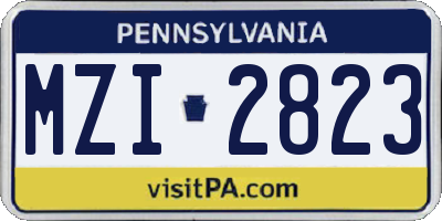 PA license plate MZI2823