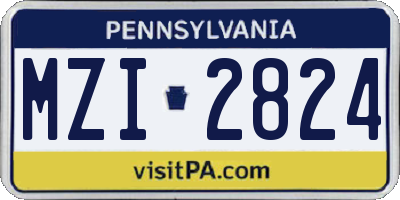 PA license plate MZI2824