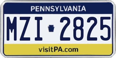 PA license plate MZI2825