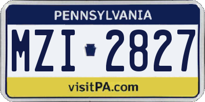 PA license plate MZI2827