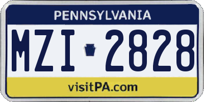 PA license plate MZI2828