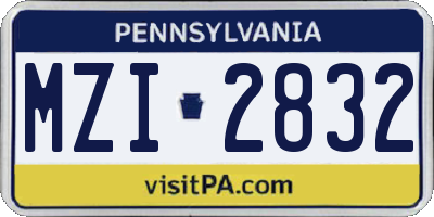 PA license plate MZI2832