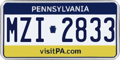 PA license plate MZI2833