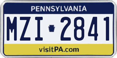 PA license plate MZI2841