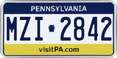 PA license plate MZI2842