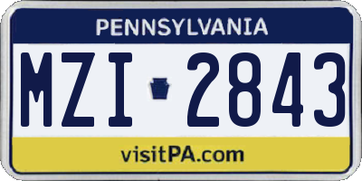 PA license plate MZI2843