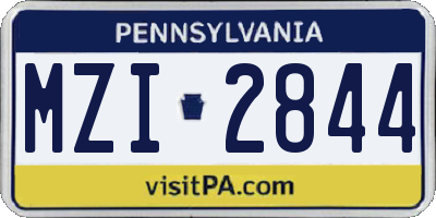 PA license plate MZI2844
