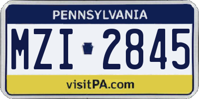 PA license plate MZI2845