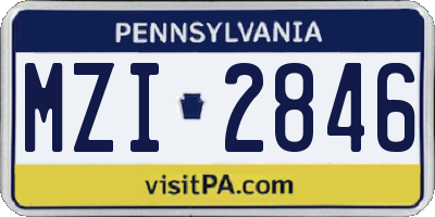PA license plate MZI2846