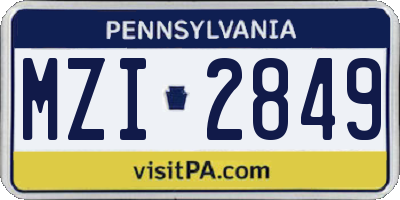 PA license plate MZI2849
