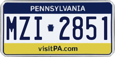 PA license plate MZI2851