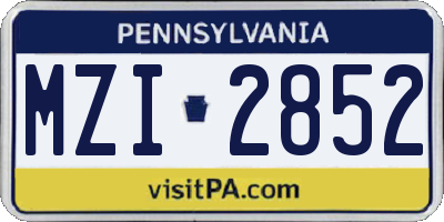 PA license plate MZI2852
