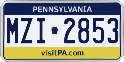 PA license plate MZI2853