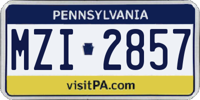 PA license plate MZI2857