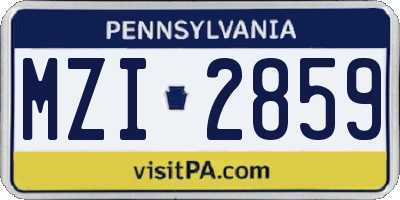 PA license plate MZI2859