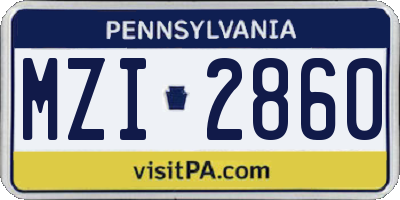 PA license plate MZI2860
