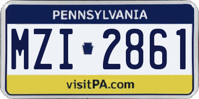 PA license plate MZI2861