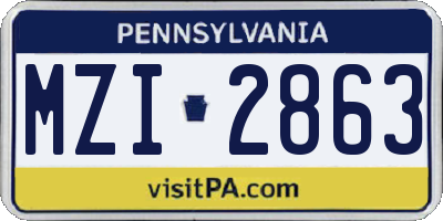 PA license plate MZI2863