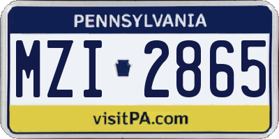 PA license plate MZI2865