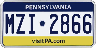 PA license plate MZI2866