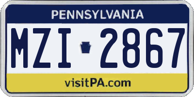 PA license plate MZI2867