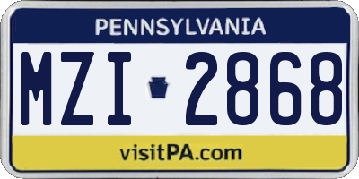 PA license plate MZI2868