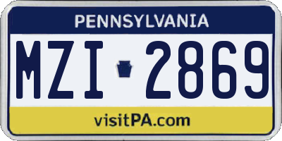 PA license plate MZI2869