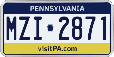 PA license plate MZI2871