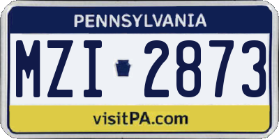 PA license plate MZI2873