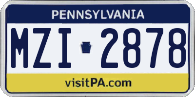 PA license plate MZI2878