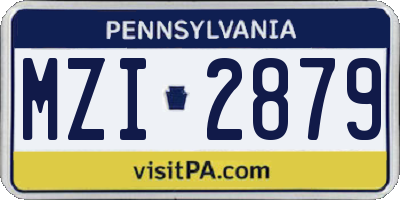 PA license plate MZI2879