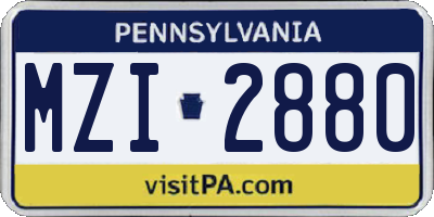 PA license plate MZI2880