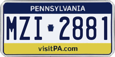 PA license plate MZI2881