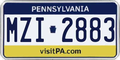 PA license plate MZI2883