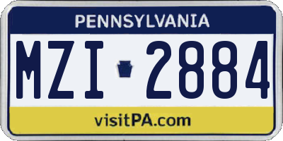 PA license plate MZI2884