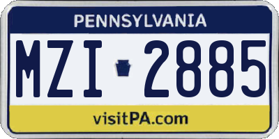 PA license plate MZI2885