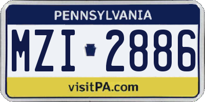 PA license plate MZI2886
