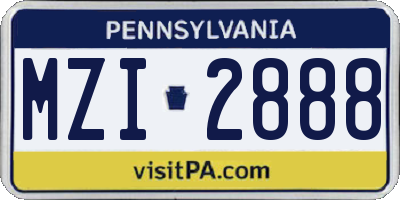 PA license plate MZI2888