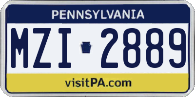PA license plate MZI2889