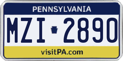 PA license plate MZI2890