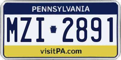 PA license plate MZI2891